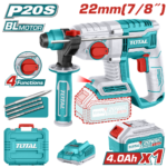 TALADRO ROTOMARTILLO 7/8" 20V SDS PLUS 2.0 JULES INCLUYE 1 BATERIA,1 CARGADOR Y 4 ACCESORIOS INDUSTRIAL SUPER TOTAL (UTRHLI202081)