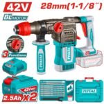 TALADRO ROTOMARTILLO 1-1/8" SDS PLUS 42V 4.5 JULES INCLYE 2 BATERIAS 2.5 AH, 1 CARGADOR Y ACCESORIOS INDUSTRIAL SUPER TOTAL (UTRHLI422882)