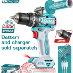 TALADRO DE IMPACTO INALAMBRICO 1/2 96NM 20V INCLUYE MANGO AUXILIAR Y 11 ACCESORIOS, BATERIA CARGADOR SE VENDE POR SEPARADO, INDUSTRIAL SUPER TOTAL (TIDLI209685)