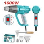 PISTOLA CALOR 1600W INCLUYE 3 BOQUILLAS Y 1 RASCADOR INDUSTRIAL TOTAL (UTB16078)