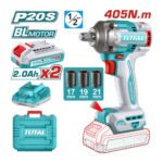 PISTOLA IMPACTO INALAMBRICA 1/2" 20V 405NM INCLUYE 3 COPAS 17,19,21, 2 BATERIAS 1 CARGADOR INDUSTRIAL SUPER TOTAL (UTIWLI2045)