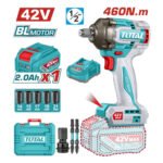 PISTOLA IMPACTO INALAMBRICA 1/2" 42V 460NM CAJA PLASTICA INCLUYE 1 BATERIA, 1 CARGADOR Y ACCESORIOS SUPER TOTAL INDUSTRIAL (UTIWLI42461)