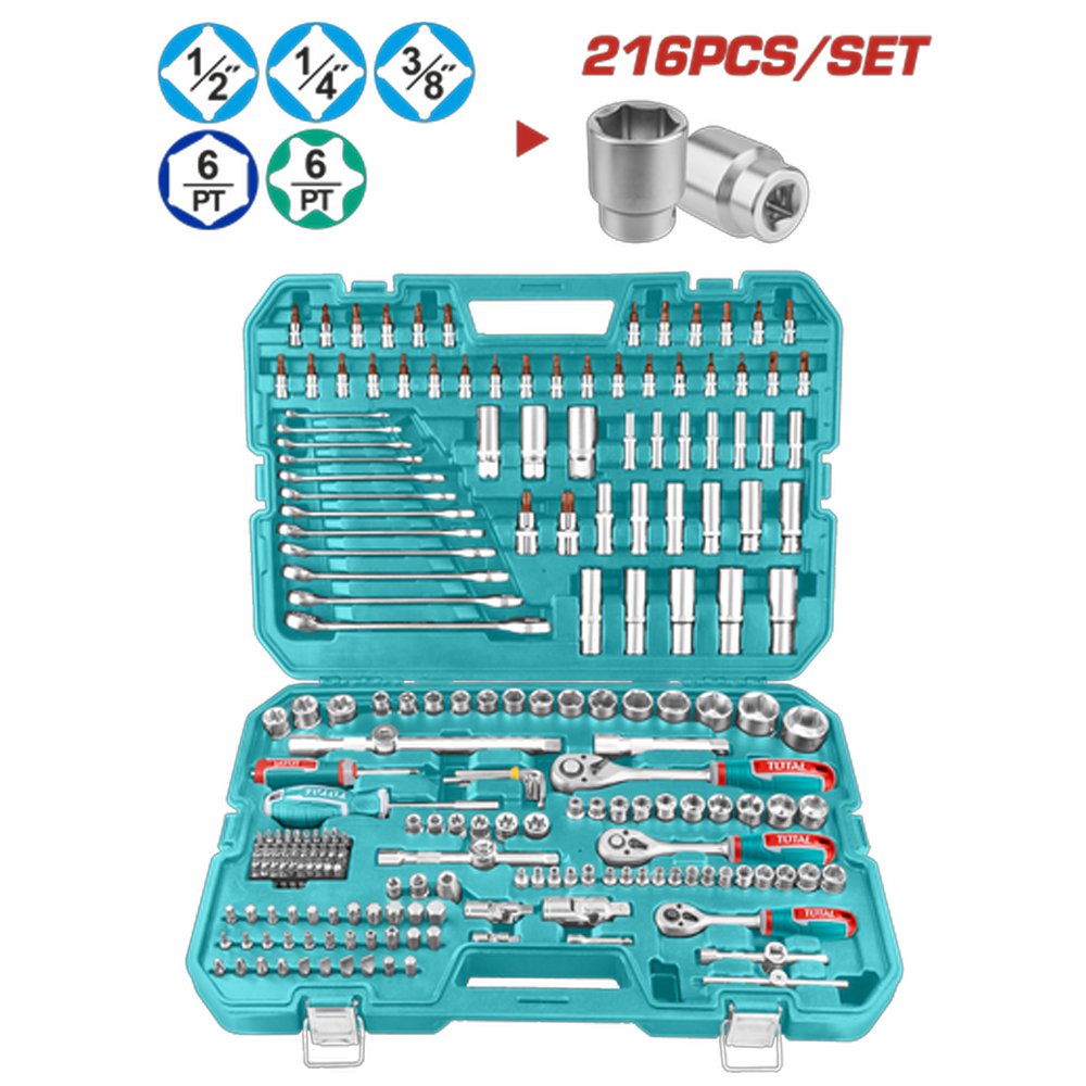 RACHE CON COPAS 1-2,1-4,3-8 X 216PZS INDUSTRIAL SUPER TOTAL (THKTHP22166) RACHE CON COPAS 1/2,1/4,3/8 X 216PZS INDUSTRIAL SUPER TOTAL (THKTHP22166) - Image 1